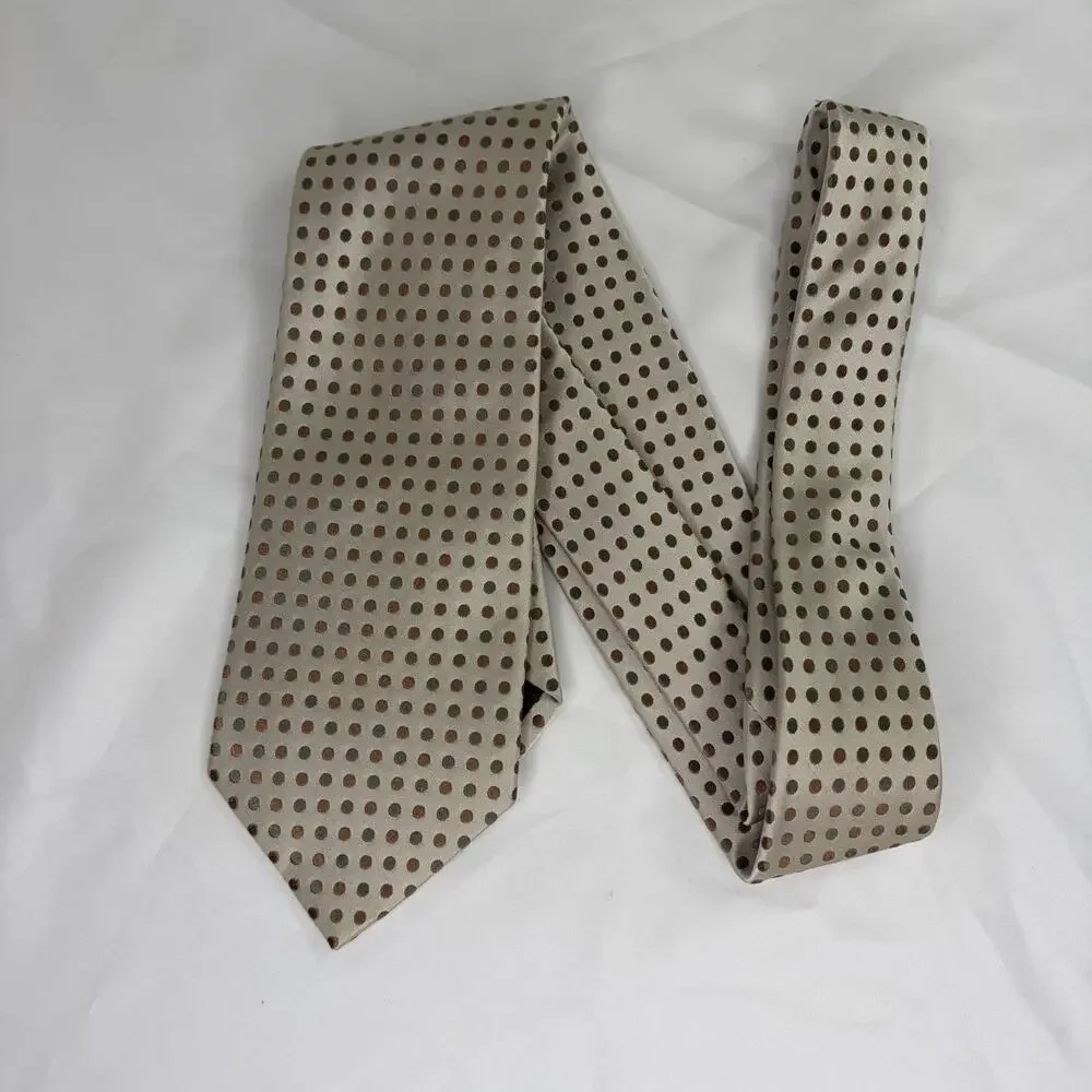 Vintage Geoffrey Beene Polka Dots Silk Necktie champagne color, classic, office